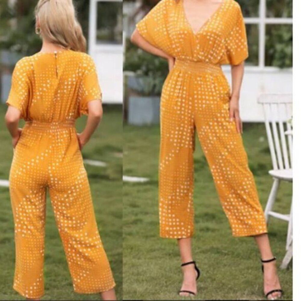 Women's High‎ Waist Polka Dot Print Loose Jumpsuit
